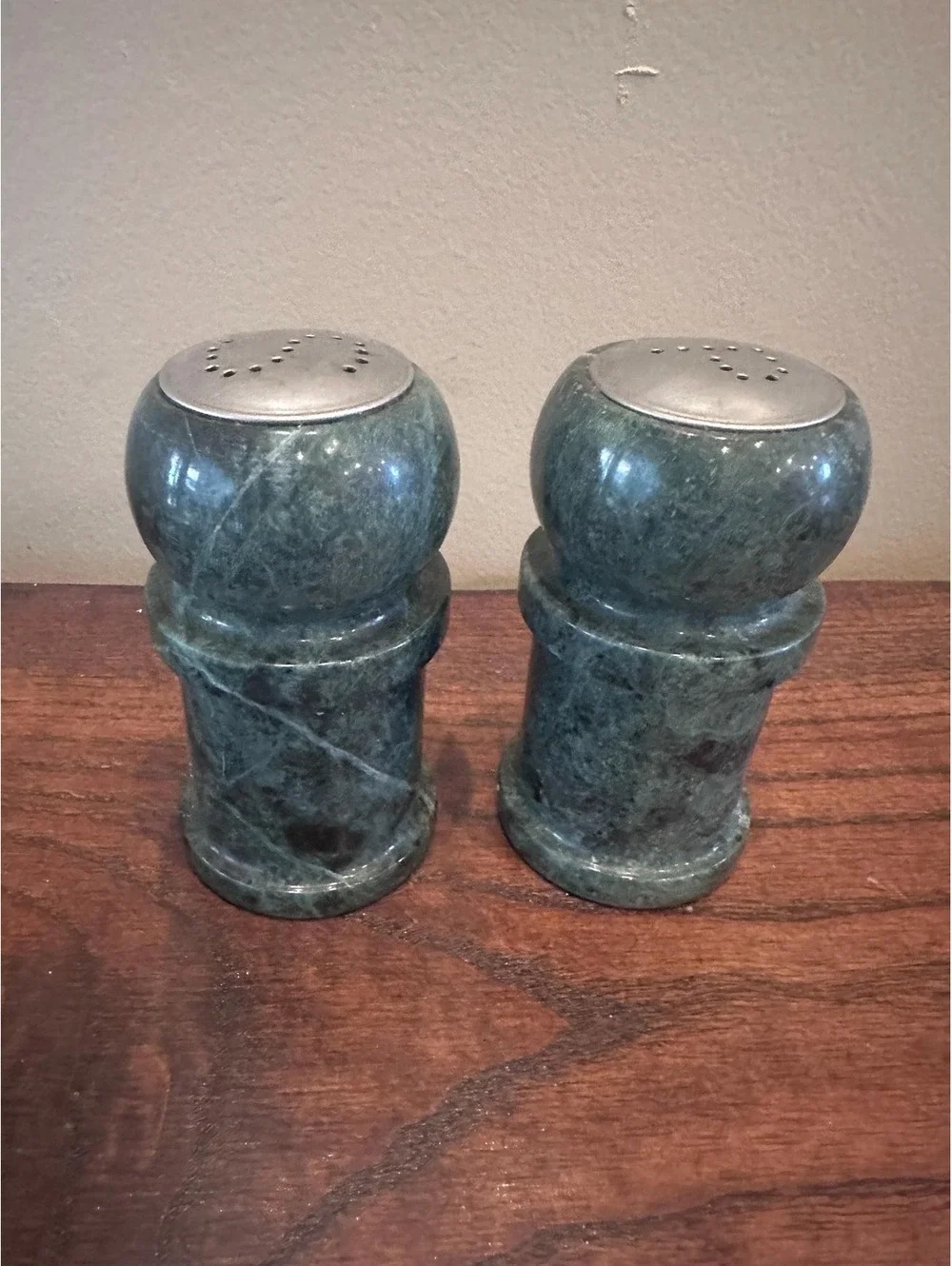 Green Marble Salt and Pepper Shakers